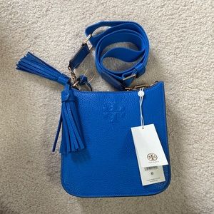 NWT Tory Burch Thea Mini Web Shoulder Bag Mediterranean Blue